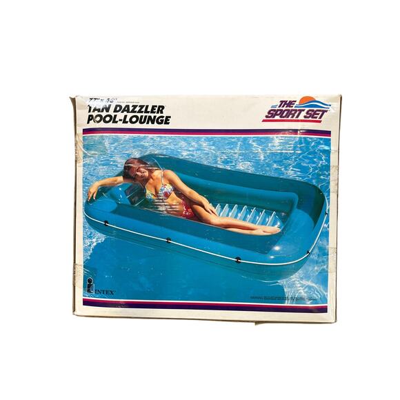 Vintage Intex Tan Dazzler Inflatable Pool Lounge 77x48 Sport Set Teal - Picture 1 of 4